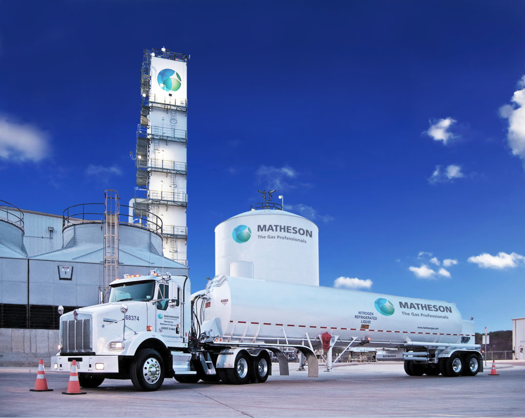Argon - photo of air separation unit with cryogen delivery truck
