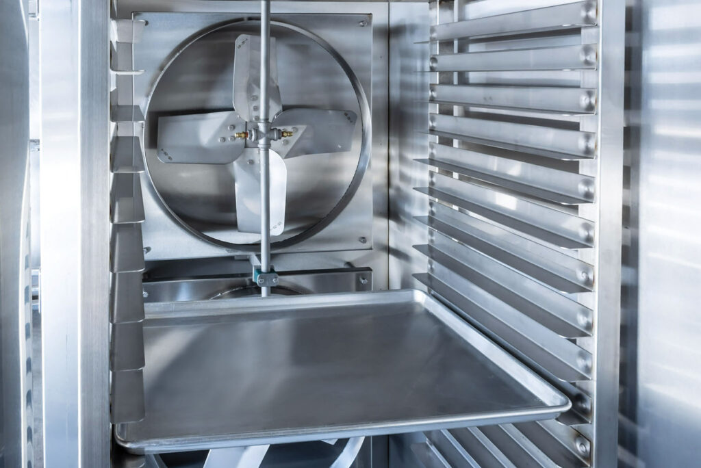 tray rack abd  circulating fan in batch freezer
